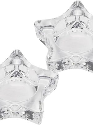2pcs Star Shaped Glass Votive Candle Holders Unique Tealight Holders for Home Decor for Dining Table Centerpieces Festivals Weddings and Parties