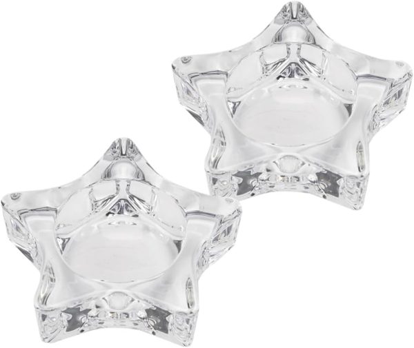 2pcs Star Shaped Glass Votive Candle Holders Unique Tealight Holders for Home Decor for Dining Table Centerpieces Festivals Weddings and Parties