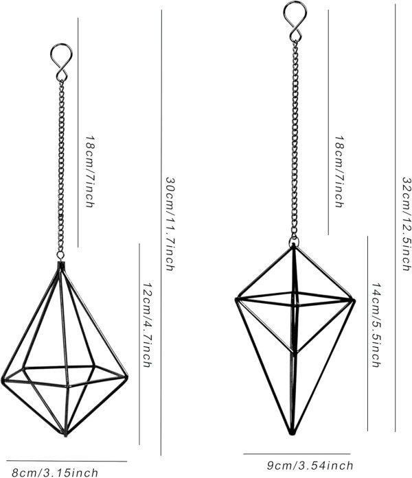 Hanging Air Plants Holders Black Airplants Plant Hanger Metal Geometric Inoor Planter Holder Air Ferns Display Rack with Chain 4Pcs …
