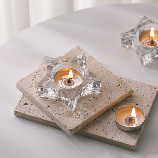 2pcs Star Shaped Glass Votive Candle Holders Unique Tealight Holders for Home Decor for Dining Table Centerpieces Festivals Weddings and Parties