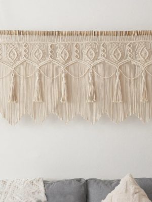 Wall Hanging Boho Woven Tapestry Valance Window Kitchen  Curtain Door Divider Decoration Bedroom Home  Curtains 55.1" Wx23.6 L