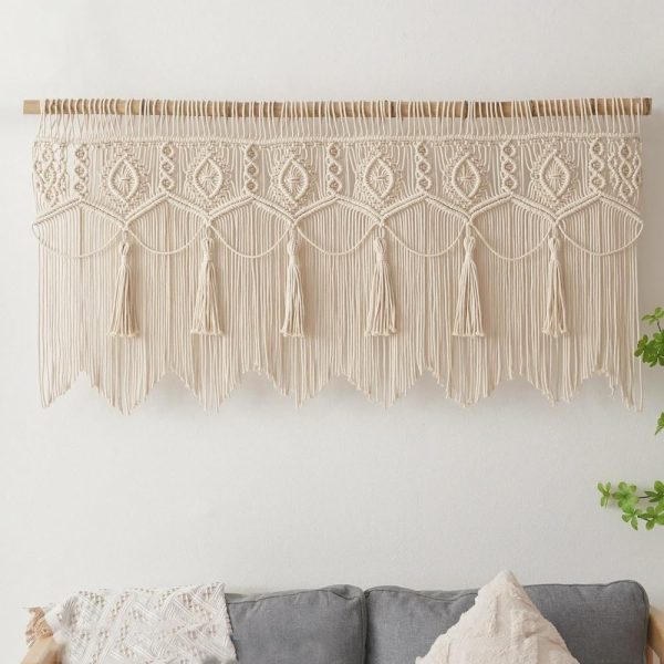 Wall Hanging Boho Woven Tapestry Valance Window Kitchen  Curtain Door Divider Decoration Bedroom Home  Curtains 55.1" Wx23.6 L