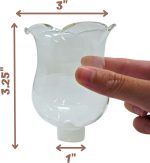 Clear Glass Votive Cups with Peg - Pack of 6 - Tulip Votive for Candelabra Candle Holder, Home Interior Candle Sconce Glass Replacement Parts, Shabbat Candle Glass Oil Lamp (3.25" Tall)