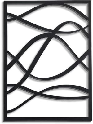 3 Pcs Black Wooden Wall Decor Abstract Wall Art Decor Fine Curve Decoration Minimalist Wooden Single Line Decoration Wall Art for Living Room Bedroom Bathroom (Retro)