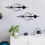 2 Pcs Small Metal Abstract Wall Art, Modern Minimalist Wall Decor Single Line Art Metal Vertical Wall Decor Geometric Wall Hanging Sculptures for Home Bedroom Living Room, 15.7 x 5.1 Inch