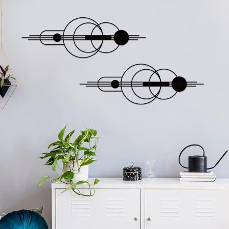 2 Pcs Small Metal Abstract Wall Art, Modern Minimalist Wall Decor Single Line Art Metal Vertical Wall Decor Geometric Wall Hanging Sculptures for Home Bedroom Living Room, 15.7 x 5.1 Inch