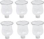 Clear Glass Votive Cups with Peg - Pack of 6 - Tulip Votive for Candelabra Candle Holder, Home Interior Candle Sconce Glass Replacement Parts, Shabbat Candle Glass Oil Lamp (3.25" Tall)