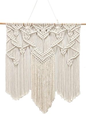 Tapestry Home Decoration Hand-woven Tapestry Bohemian Simple Wall Hanging Geometric Art Bedroom Tapestry (Beige 70x70cm)