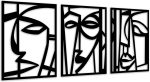 Metal Abstract Human Face Wall Art, 3 Piece Modern Minimalist Wall Sculptures Geometric Black and White Artwork for Living Room Bedroom Kitchen Home Office Decor 36x16 IN