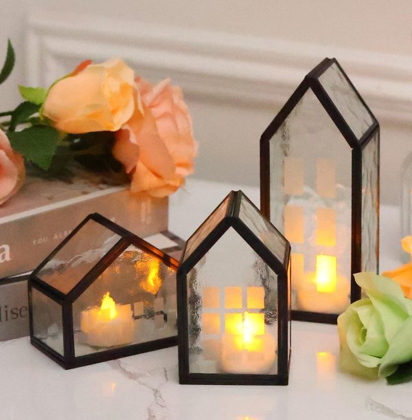 Black Glass Candle Holders for Weddings, Churches, Holiday Celebrations, Bedrooms, Coffee Table Decor for Living Room, Centerpiece Table Decorations, Birthday Gifts for Women Men