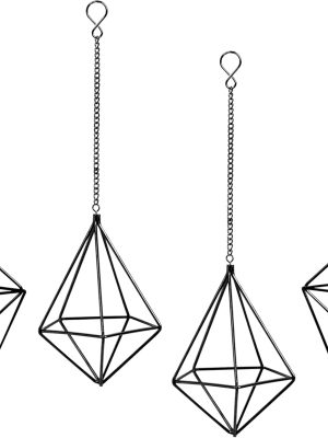 Hanging Air Plants Holders Black Airplants Plant Hanger Metal Geometric Inoor Planter Holder Air Ferns Display Rack with Chain 4Pcs …