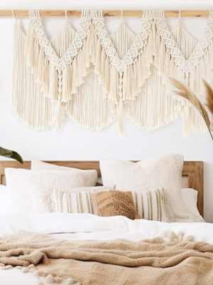 Wall Hanging Wedding Hanger  Wall Decor Dorm Craftsmanship Handmade Tassel Knotting Boho Fiber Art Home Room Decor 47" W x 25" L