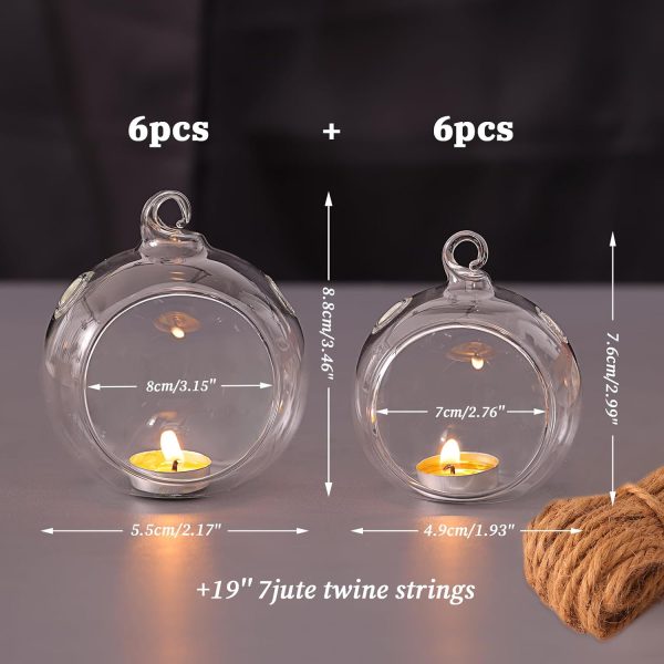 12pcs Assorted Glass Orb Set, with 2.17" and 1.93" Spheres | Hanging Glass Tealight Holder Globe, Air Plant Terrarium Supplies for Wedding Favors, Votive Candle Holders,Christmas Decorations