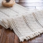 Table Runner Cream Beige Boho Table Runners with Tassels Hand Woven Cotton Table Runner Rustic Farmhouse Table Runners for Bohemian Kitchen Dining Table(12x71in)
