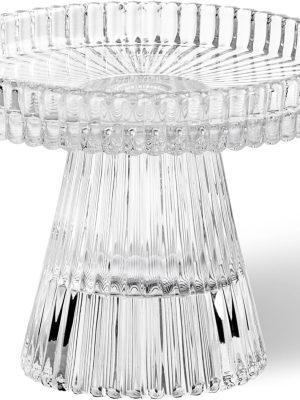 Reversible Single Glass Candle Holder for Pillar Candles & Tealights, Ribbed Candle Holder, Fluted Candle Holders Clear for Wedding or Dinner Tablescape Home Decor (Anya)