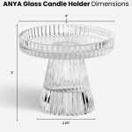 Reversible Single Glass Candle Holder for Pillar Candles & Tealights, Ribbed Candle Holder, Fluted Candle Holders Clear for Wedding or Dinner Tablescape Home Decor (Anya)
