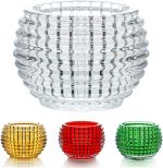 Clear Round Glass Votive Candle Holders, Fall Crystal Tea Light Candle Holder for Wedding Table, Votive for Birthday Party Decor,Single