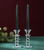 Crystal Candle Holder Set, 2 Pcs Taper Glass Candlestick Holders, Unity Clear Candle Holders for Dinning, Party, Wedding, Birthday, Multi Pillar Candelabra Candle Holder Stand Decorative