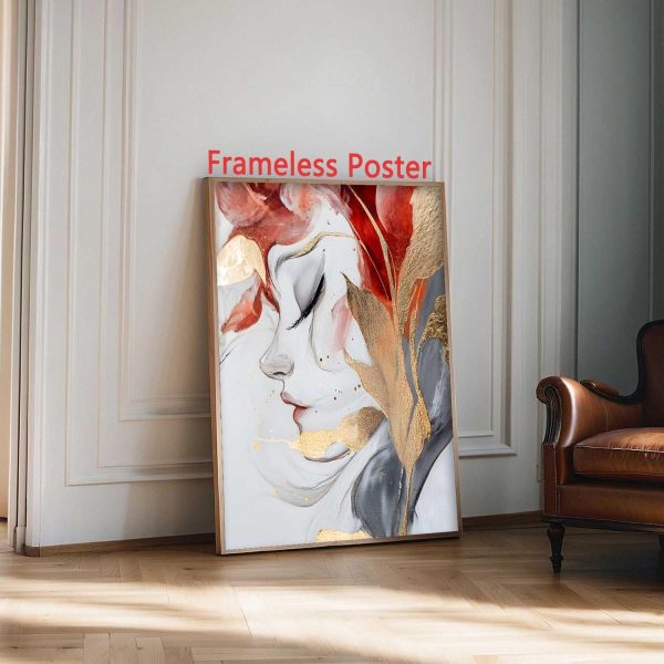 Modern Abstract Women Faces Canvas Wall Art Abstract Face Painting Grey Gold Abstract Painting Abstract Women Portrait Wall Art Abstract Neutral Prints Abstract Face Art Wall Decor 16x24in No Frame