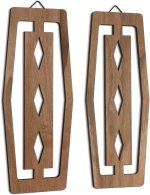2 Pcs Modern Mid Century Wall Art Wood Mid Century Elegance Decor Accents Abstract Wall Sculpture Geometric Panels for Interior Panel Art for Home Living Room(Dark Brown)