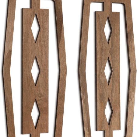 2 Pcs Modern Mid Century Wall Art Wood Mid Century Elegance Decor Accents Abstract Wall Sculpture Geometric Panels for Interior Panel Art for Home Living Room(Dark Brown)
