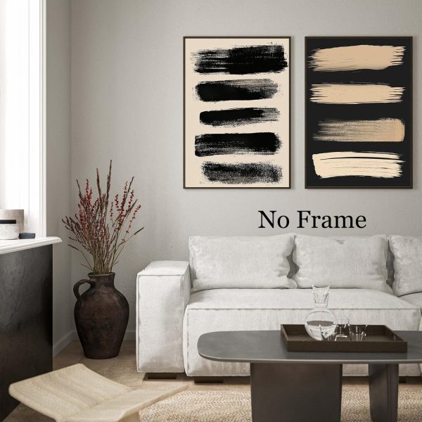 Abstract Beige And Black Wall Art Geometric Line Art Black Beige Picture Black Beige Line Art Abstract Gold And Black Wall Art Gold Black Poster Modern Black Gold And Beige Prints 16x24inchx2 No Frame
