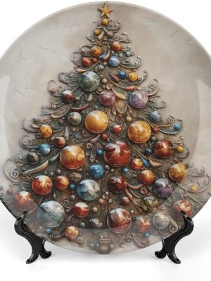Decorative Relief Painting Ceramic Decorative Plate Bone China Decorative Plates with Display Stand Dinner Plates Art Crafts Ceramic Ornaments for Wall Hanging Decoration