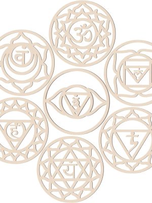 7 Pack Sacred Geometric Wall Art Wooden Chakra Wall Art Crystal Grid Board Yoga Decor Hindu Meditation Spiritual Decor for Bedroom Geometric Hanging Sculpture Home, 5.9 x 5.9 Inch