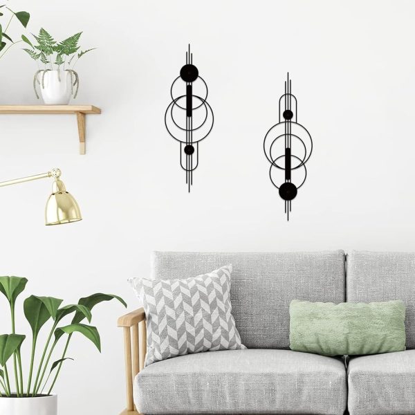 2 Pcs Small Metal Abstract Wall Art, Modern Minimalist Wall Decor Single Line Art Metal Vertical Wall Decor Geometric Wall Hanging Sculptures for Home Bedroom Living Room, 15.7 x 5.1 Inch