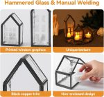 Black Glass Candle Holders for Weddings, Churches, Holiday Celebrations, Bedrooms, Coffee Table Decor for Living Room, Centerpiece Table Decorations, Birthday Gifts for Women Men