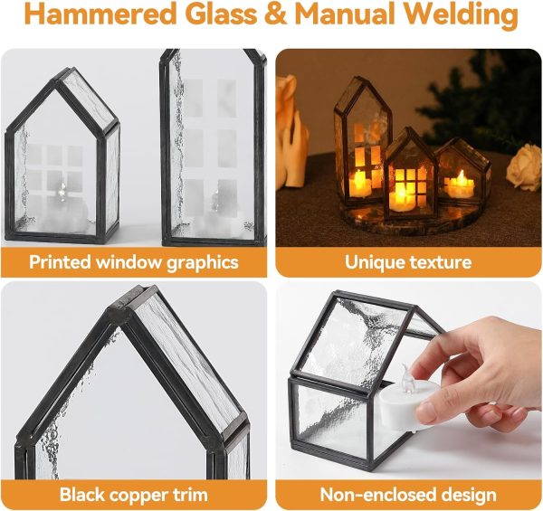 Black Glass Candle Holders for Weddings, Churches, Holiday Celebrations, Bedrooms, Coffee Table Decor for Living Room, Centerpiece Table Decorations, Birthday Gifts for Women Men