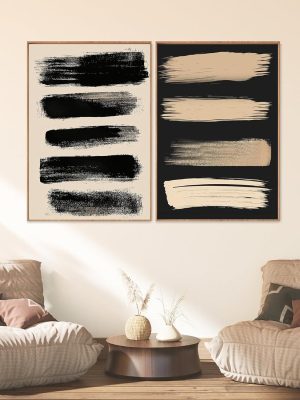 Abstract Beige And Black Wall Art Geometric Line Art Black Beige Picture Black Beige Line Art Abstract Gold And Black Wall Art Gold Black Poster Modern Black Gold And Beige Prints 16x24inchx2 No Frame