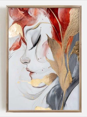 Modern Abstract Women Faces Canvas Wall Art Abstract Face Painting Grey Gold Abstract Painting Abstract Women Portrait Wall Art Abstract Neutral Prints Abstract Face Art Wall Decor 16x24in No Frame