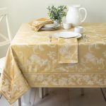 Woven Damask Fabric Tablecloth, Everyday, Parties, Special Occasions, Weddings and Holiday Table Cloth (60" X 120" Rectangular, Gold)