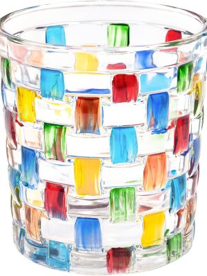 Tealight Candle Holder, Stained Glass Votive Candle Holder with Woven Pattern, Romantic Mosaic Tea Light Holder Cup for Table Centerpieces, Christmas, Birthday Party, Home Decor