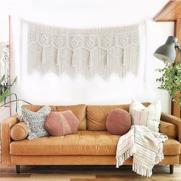 Wall Hanging Boho Woven Tapestry Valance Window Kitchen  Curtain Door Divider Decoration Bedroom Home  Curtains 55.1" Wx23.6 L