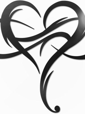 Infinity Heart Metal Wall Decor, Unique Love Sign Plaque Steel Art Geometric Wall Decor Set Cut Out for Outside (Large - 15"X13")