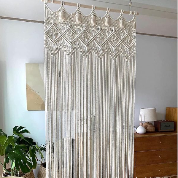 Wall Hanging Boho Wall Decor Art Woven Tapestry Bohemian Tapestry  Hand Woven Backdrop Wall Hanging Curtain Window Curtain Art Boho Home Wall Decor