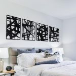Decorative Metal Panels, Set of 4, 10.98" x 15.94", Modern Geometric Design, Black Metal Wall Art, Room Dividers, Architectural Elements for Home and Office Décor