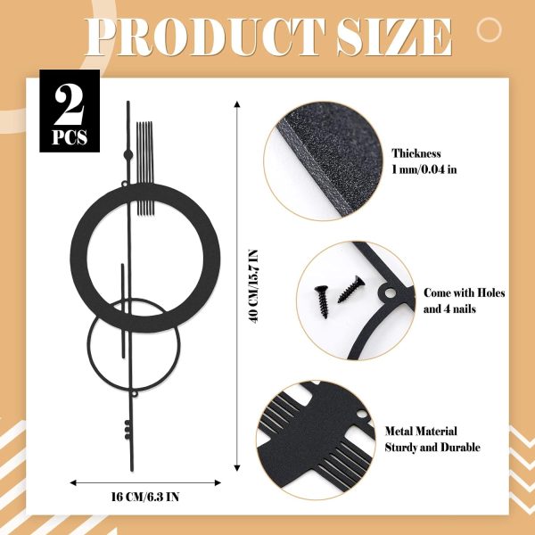 2 Pcs Small Metal Abstract Wall Art 15.7 Inch Metal Geometry Minimalist Wall Decor Single Line Art Black Vertical Sculptures Geometric Modern Hanging for Living Room Bathroom