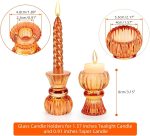 Glass Candle Holders, 2PCS Taper Candlestick Holders Tealight Candle Holders Decorative Candle Stand Tables Centerpieces Decor for Wedding Festival Party Windowsill, Orange