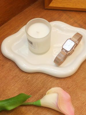 Ceramic Jewelry Tray Trinket Dish, Decorative Cloud Vanity Key Tray for Women, Ring Holder Dish, Cute Jewelry Plate Bowl Room Decor Aesthetic, White, Medium