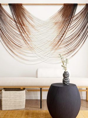 Wall Hanging Brown Boho Wall Decor Large Boho Yarn Tapestry Living Room Bedroom Home Wall Decor 59" W x 35" L