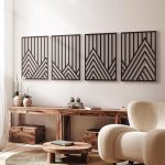 4 Pcs Black Abstract Mountain Line Metal Wall Art, 17 x 12'' Minimalist Décor Single Line Art Wall Décor, 3D Textured Sculptures, Decorative Forest Nature Abstract Line Minimalist Wall Décor Hanging for Living Room Bedroom Bathroom Study(Black, M Size 17 x 12'')
