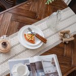 Table Runner Cream Beige Boho Table Runners with Tassels Hand Woven Cotton Table Runner Rustic Farmhouse Table Runners for Bohemian Kitchen Dining Table(12x71in)