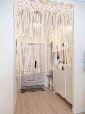Wall Hanging, Handmade Bohemian Tapestry, Wall Decor, Doorway Curtain, Tassel Fringe-Window Treatment