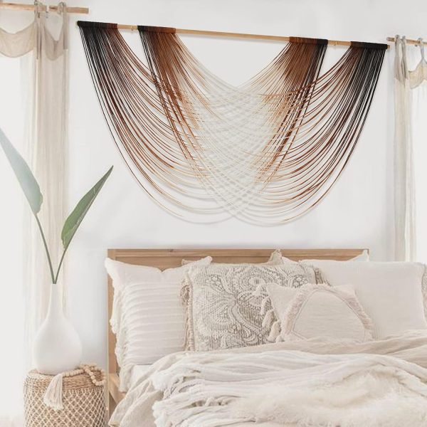Wall Hanging Brown Boho Wall Decor Large Boho Yarn Tapestry Living Room Bedroom Home Wall Decor 59" W x 35" L