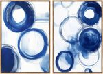 Abstract Blue And White Canvas Wall Art Abstract Geometric Painting Minimalist Blue White Art Modern Blue And White Artwork Blue Abstract Watercolor Wall Art Blue Circle Painting 16x24inchx2 Frameless