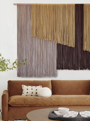 Large  Wall Hanging 57" Wx43 L Dip-Dyed Fiber Wall Decor Bohemian Handmade Apartment Dorm Gallery Art Living Room Wedding Wall Art