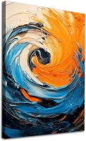 Orange And Blue Abstract Wall Art Abstract Modern Painting Modern Blue Poster Orange Blue Canvas Art Orange And Navy Blue Picture Minimalist Blue Wall Art Mid Century Abstract Prints 16x24inch No Frame